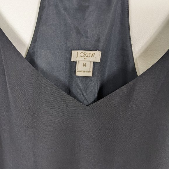 J. Crew Black Silk Like Racer Back Slip Dress Plus Size 14 - Picture 5 of 10